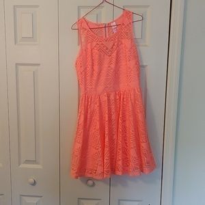 Coral pink dress!